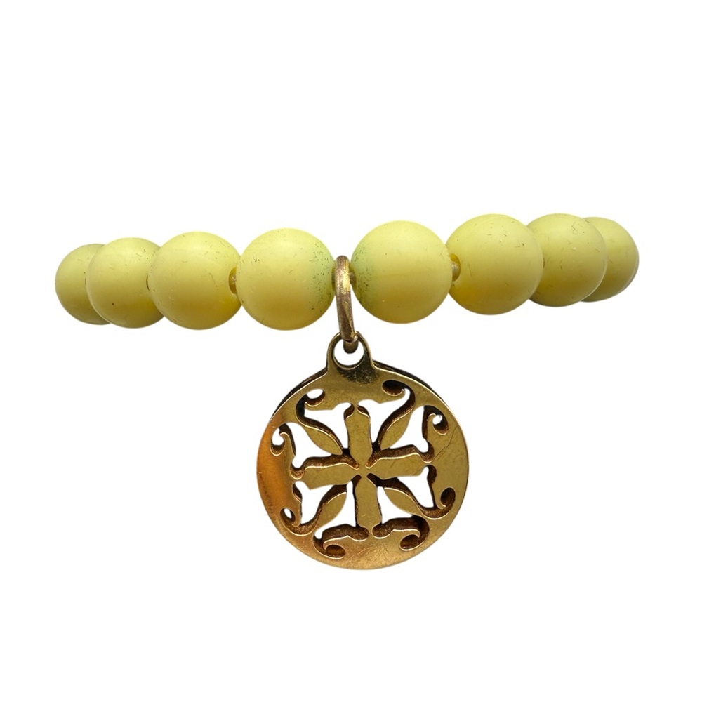 Rustic Cuff Gold Light Yellow Jelly Beaded Bracelet